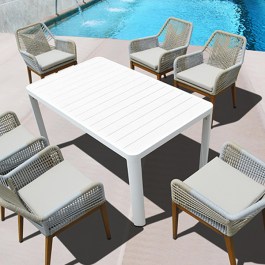 BONDI OUTDOOR WHITE ALUMINIUM TABLE 150x90x74cm 18271 BONDI ΛΕΥΚΟ ΤΡΑΠΕΖΙ ΚΗΠΟΥ 150x90x74cm 1827